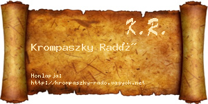 Krompaszky Radó névjegykártya
